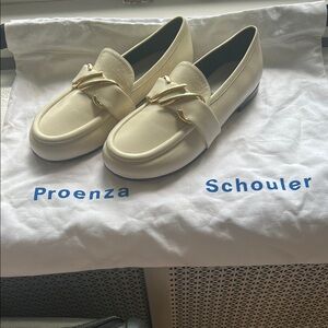 Proenza Schouler Ivory Leather Loafers with Gold Hardware